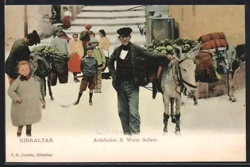 Künstler-AK Gibraltar, Artichokes & Water Sellers