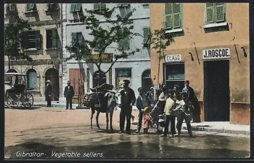 Künstler-AK Gibraltar, Vegetables sellers, Strassenverkäufer im Ort
