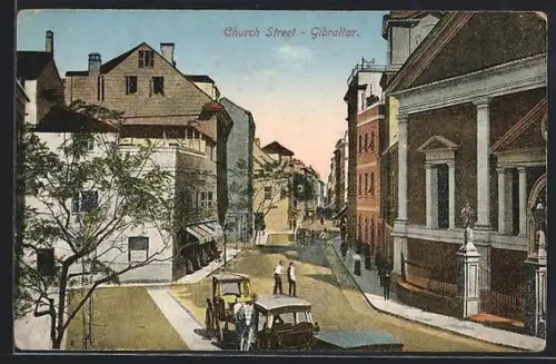 AK Gibraltar, Church Street, Pferdekutsche