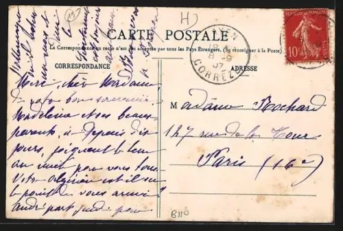 AK Brignac /Corrèze, La Grande-Rue avec bâtiments et passants