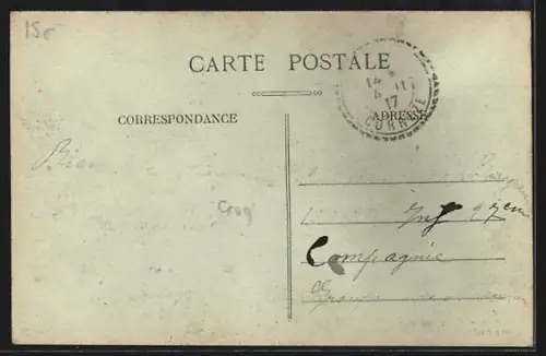 AK Soudeille /Corrèze, Bureau de Poste et route bordée d`arbres