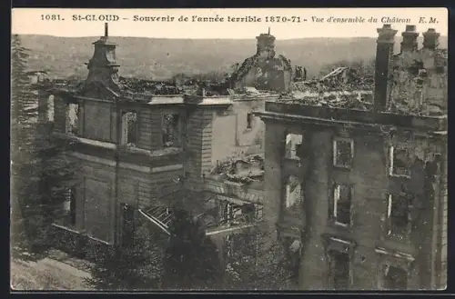 AK St-Cloud, Souvenirs de l`année terrible 1870-71, Vue d`ensemble du Château