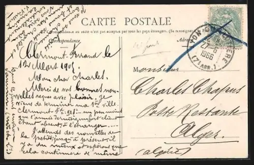 AK Clermont-Ferrand, La Place de Jaude avec statue et bâtiments environnants