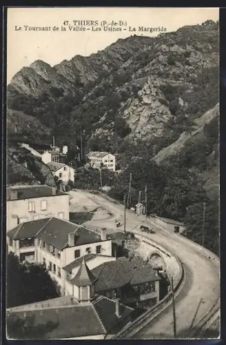 AK Thiers /P.-de-D., Le Tournant de la Vallée, Les Usines, La Margeride