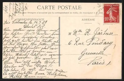 AK Bois-Colombes, Avenue de St-Germain et voie ferrée avec train en approche