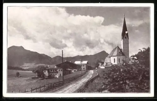 AK St. Jakob am Pillersee, Ortspartie mit Kirche
