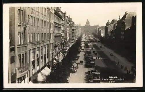 AK Praha, Vaclacske namesti, Strassenbahn