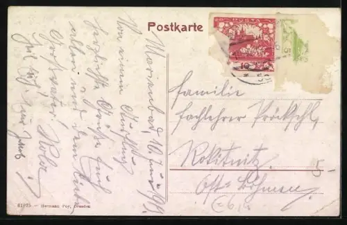 AK Marienbad, Kaiserstrasse mit Hotel Egerländer und Geschäften