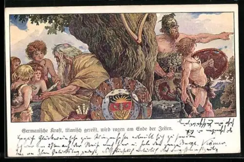 AK Deutscher Schulverein NR 16: Germanen unter einem Baum