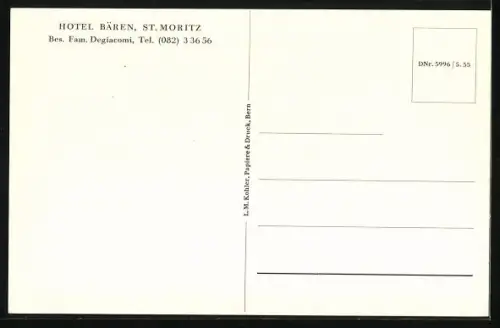 AK St. Moritz, Hotel Bären mit Flagge