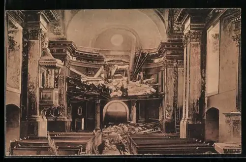 AK Sexten, Innere Ansicht der abgebrannten Kirche