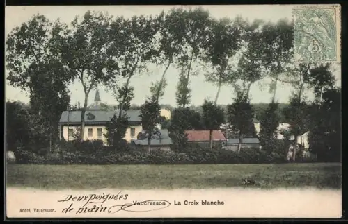AK Vaucresson, La Croix blanche vue à travers les arbres