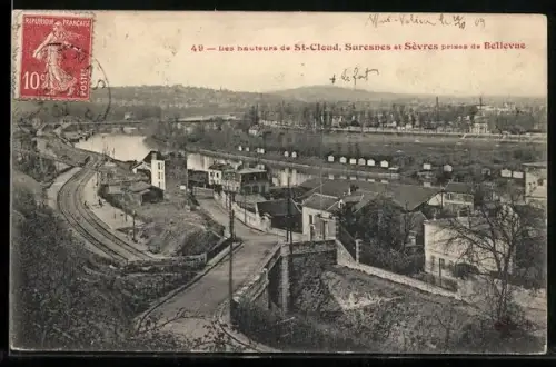 AK Saint-Cloud, Suresnes et Sèvres, Les hauteurs prises de Bellevue