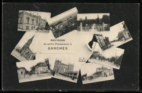 AK Garches, Souvenir de notre Promenade à Garches avec vues variées