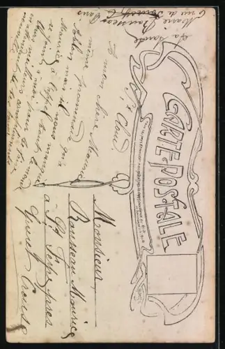 AK Saint-Cloud, Une pensée de St. Cloud avec des miniatures colorées et une pensée violette illustrée