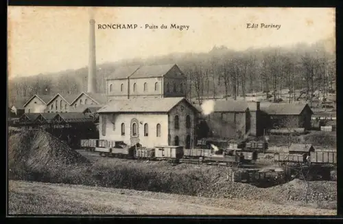 AK Ronchamp, Puits du Magny et vue industrielle avec train et bâtiments forestiers
