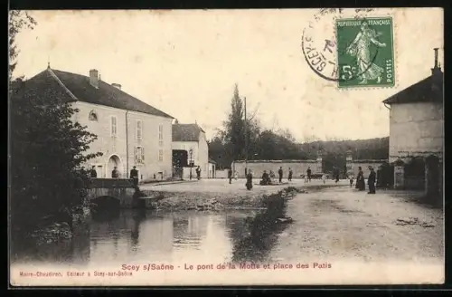 AK Scey /Saône, Le pont de la Motte et place des Patis