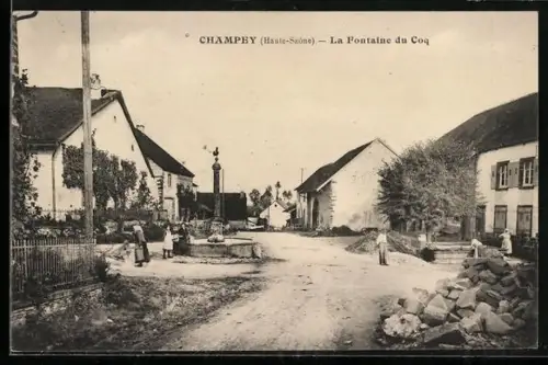 AK Champvey /Haute-Saône, La Fontaine du Coq
