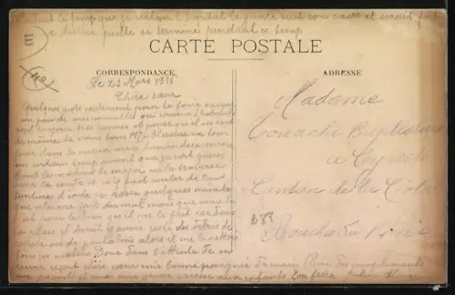 AK Marnay, Rue de la Gare et Grande Rue avec Boulangerie