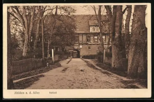 AK Ahlden a. d. Aller, Strassenpartie mit Schloss