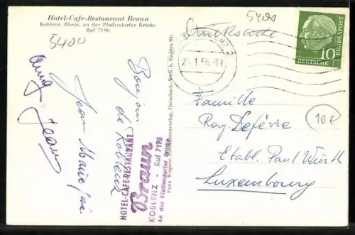 AK Koblenz a. Rhein, Gaststätte Braun, Deutsches Eck, Ehrenbreitstein