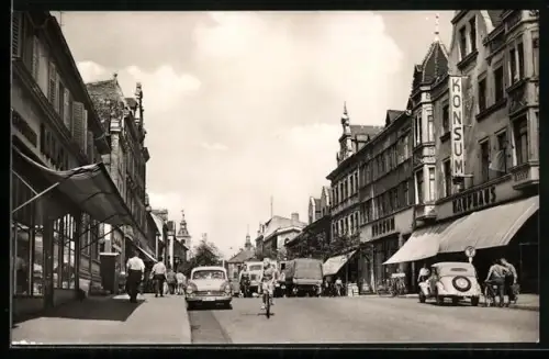 AK Schönebeck /Elbe, Salzer Strasse mit Konsum-Kaufhaus