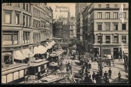 AK Hamburg, Gr. Burstah mit Strassenbahn