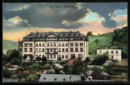 AK Bad Ems, Diaconissenheim mit Grünanlagen