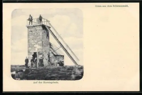 AK Hornisgrinde /Schwarzwald, Turm auf dem Berg mit Besuchern