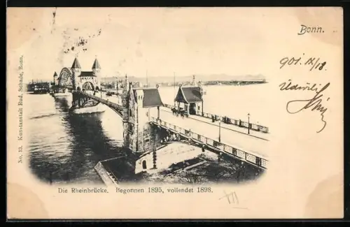 AK Bonn, Partie der Rheinbrücke