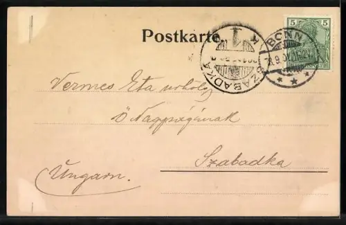 AK Bonn, Partie der Rheinbrücke