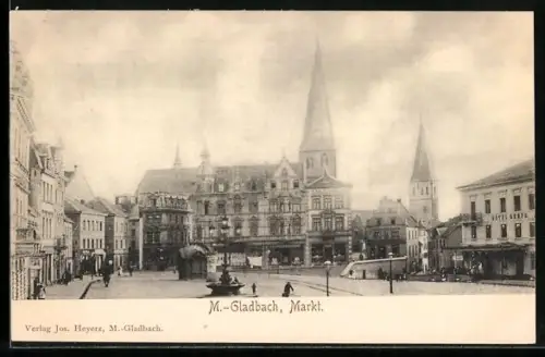 AK M.-Gladbach, Marktpartie mit Hôtel Herfs