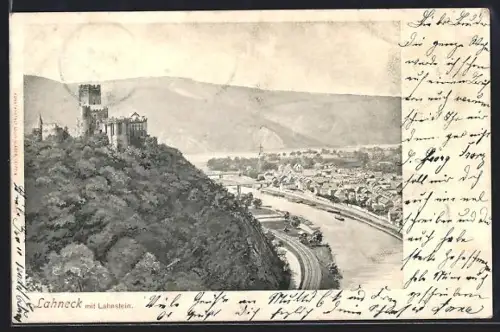 AK Lahneck, Lahneck mit Lahnstein aus der Vogelschau