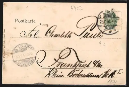 AK Bad Ems, Unterer Stadtteil aus der Vogelschau