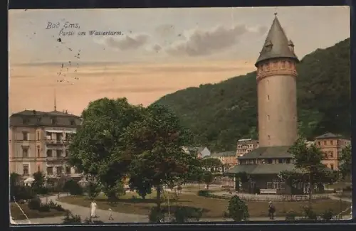 AK Bad Ems, Partie am Wasserturm