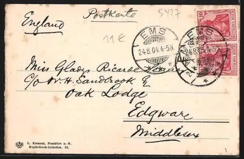 AK Bad Ems, Ortsanorama vom Kriegerdenkmal