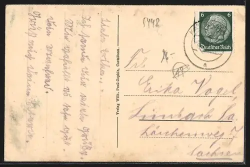 AK Castellaun i. Hunsrück, Gesamtansicht mit Ruine