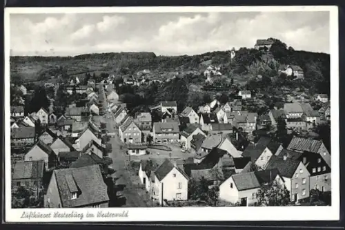 AK Westerburg i. Westerwald, Totalansicht mit Strasse aus der Vogelschau