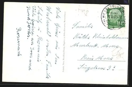 AK Westerburg i. Westerwald, Totalansicht mit Strasse aus der Vogelschau