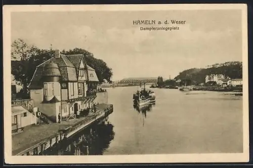 AK Hameln /Weser, Dampferanlegeplatz, Panorama