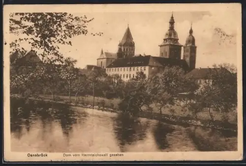 AK Osnabrück, Domansicht vom Herrnteichswall aus