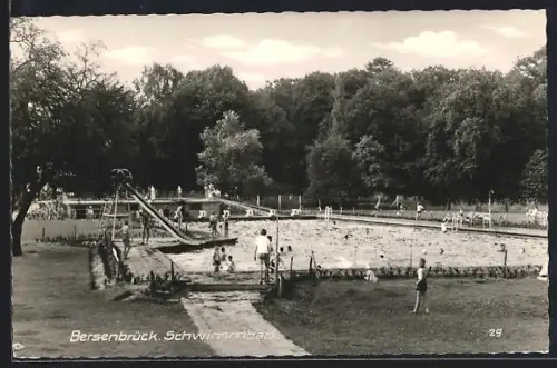 AK Bersenbrück, Schwimmbad mit Badegästen u. Rutsche