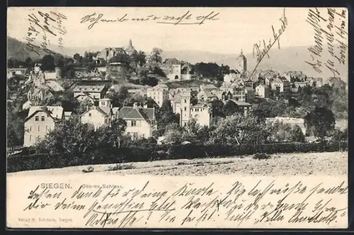 AK Siegen, Oberes Schloss mit Umgebung