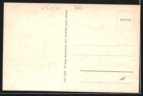 AK Obernkirchen, Marktplatz, Partie am Stift, Blick auf das Stift