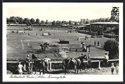 AK Verden / Aller, Turnierplatz mit Pferden