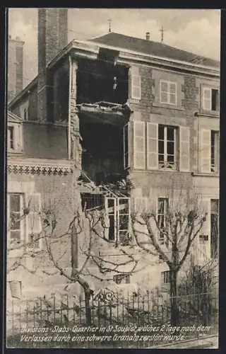 AK St. Souplet, Zerstörtes Divisions-Stabs-Quartier