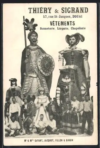 AK Douai, Géants de Gayant avec personnages en costumes traditionnels