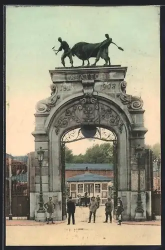 AK Lille, Porte monumentale de l`abattoir 1903