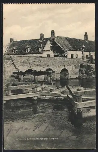 AK Warneton, Die Mühle mit einem engl. Volltreffer