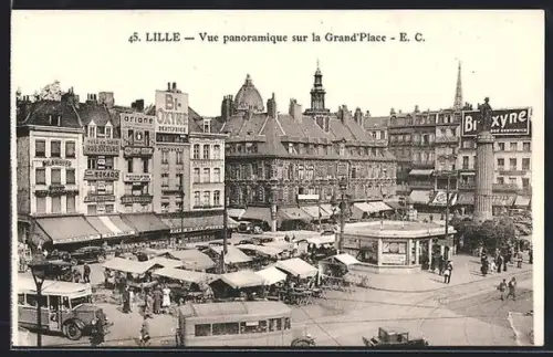AK Lille, Vue panoramique sur la Grand`Place